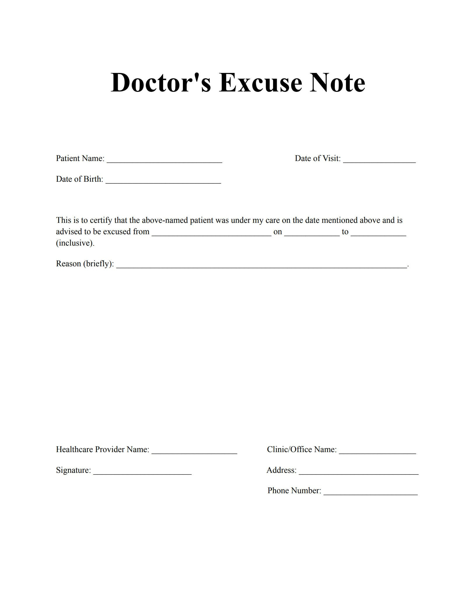 Top 12 Free Doctor Note Templates (For Work And School) throughout Free Printable Doctors Notes Templates
