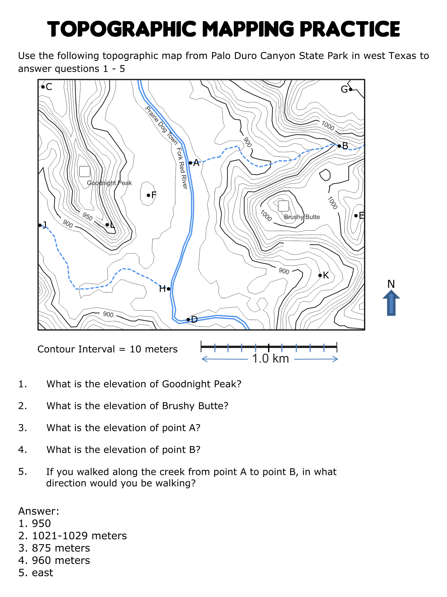 Topographic Map Worksheets - 10 Free Pdf Printables | Printablee regarding Free Printable Topo Maps