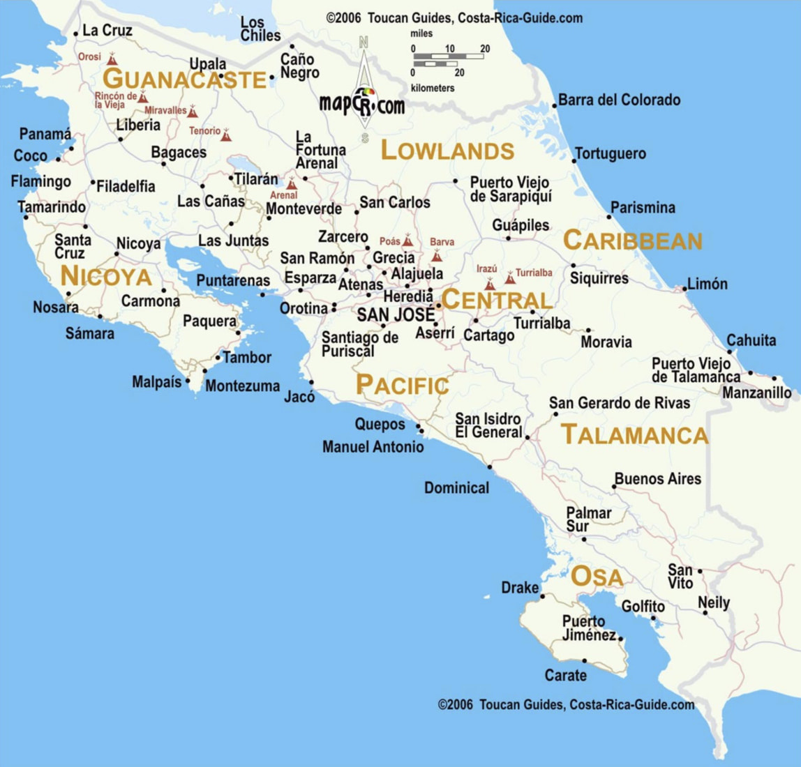 Tourist Maps Of Costa Rica – Beaches, Cities &amp;amp; More in Free Printable Map Of Costa Rica
