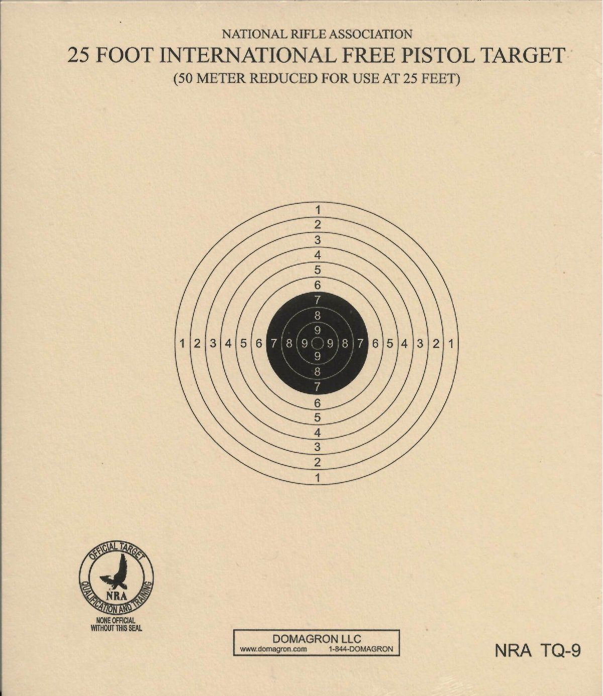 Tq-9 – 25 Foot International Free Pistol Target Official Nra with Free Printable Nra 25 Targets