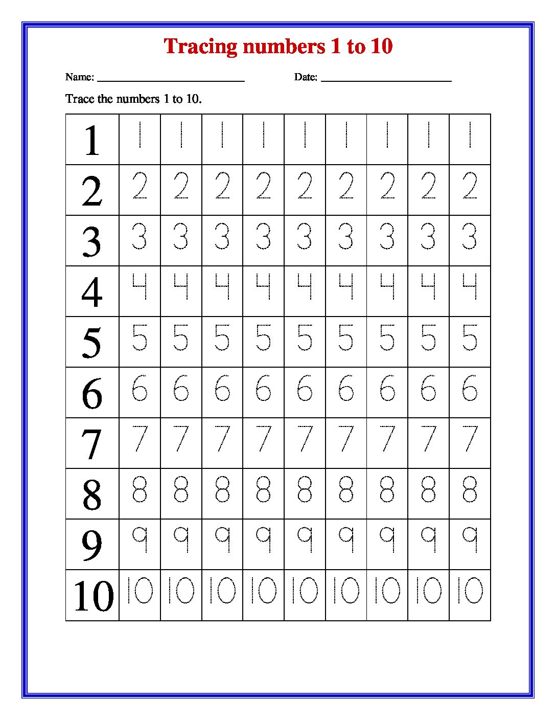 Tracing Number 1 To 20 Printable. | Star Worksheets in Free Printable Numbers 1 20 Worksheets