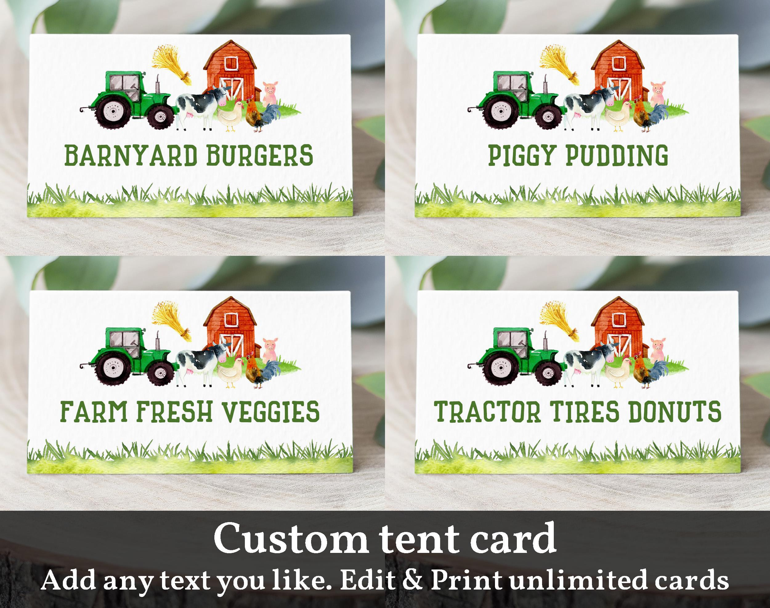 Tractor Food Tent Card Farm Food Label Editable Download Bir117 within Free Printable John Deere Food Labels