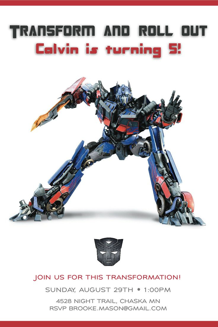 Transformer Birthday Invitations intended for Transformers Party Invitations Free Printable