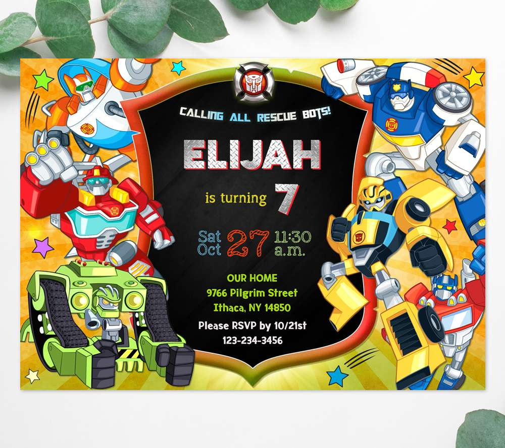 Transformers & Rescue Bots Invitations - Edie Yourself Online Now in Transformers Party Invitations Free Printable