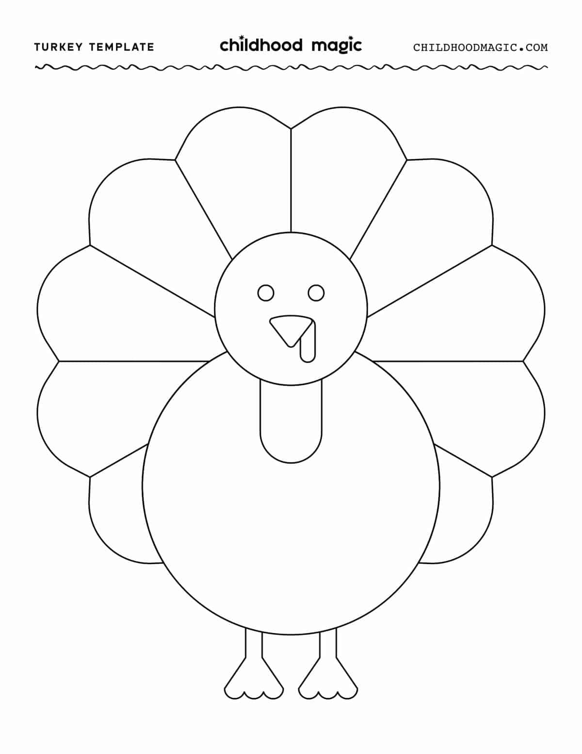 Turkey Template - Childhood Magic inside Free Printable Turkey