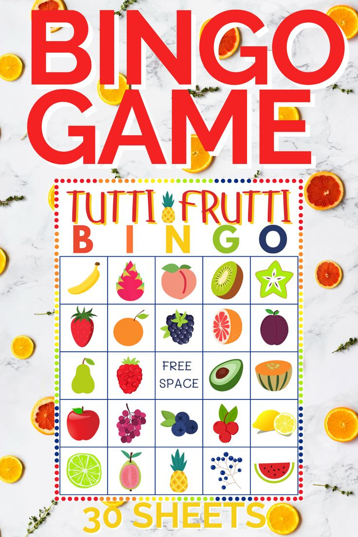 Tutti Frutti Bingo - Printable/Downloadable Game - Fruit Themed within Tutti Frutti Free Printables