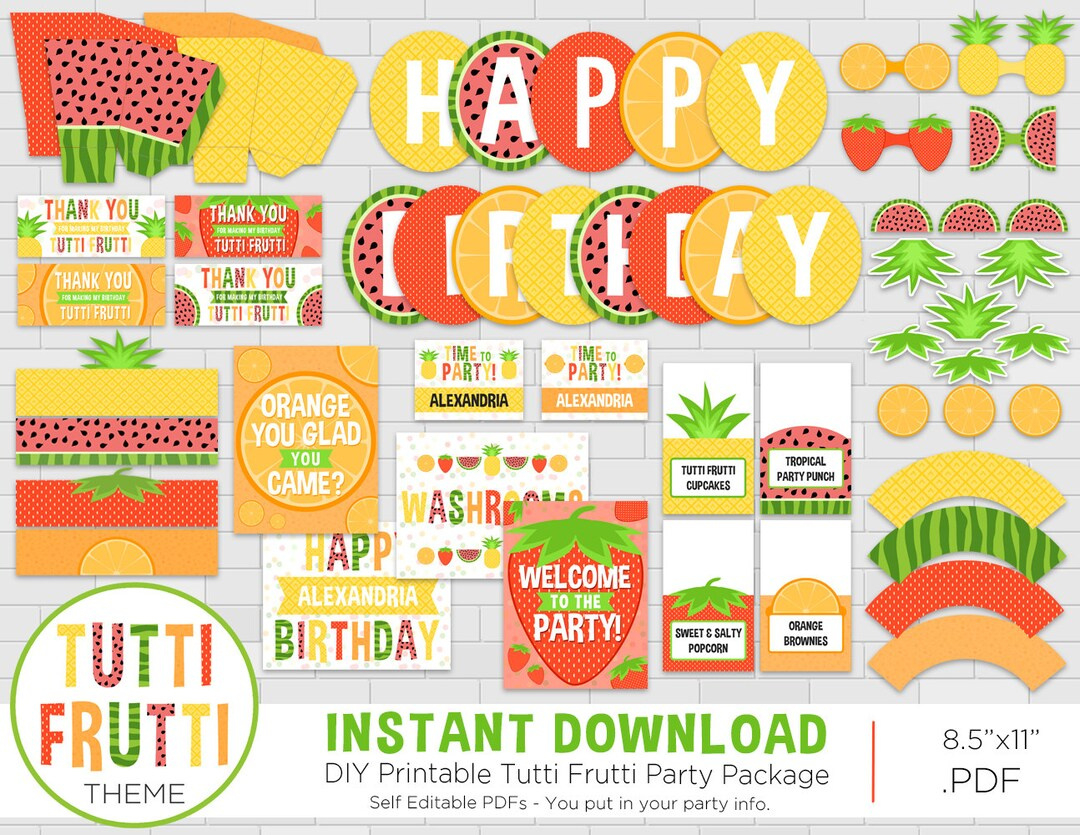 Tutti Frutti Geburtstagsparty-Paket - Obst-Thema - Tutti Frutti inside Tutti Frutti Free Printables