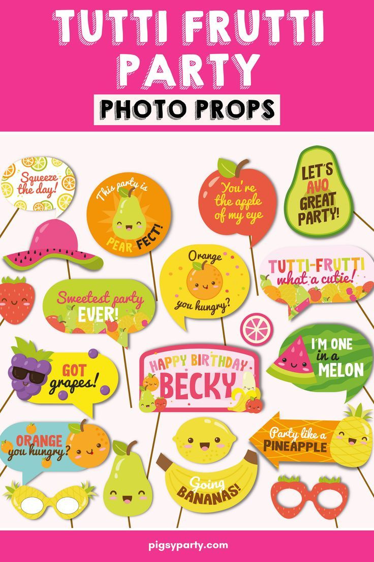 Tutti Frutti Photo Props Printable within Tutti Frutti Free Printables