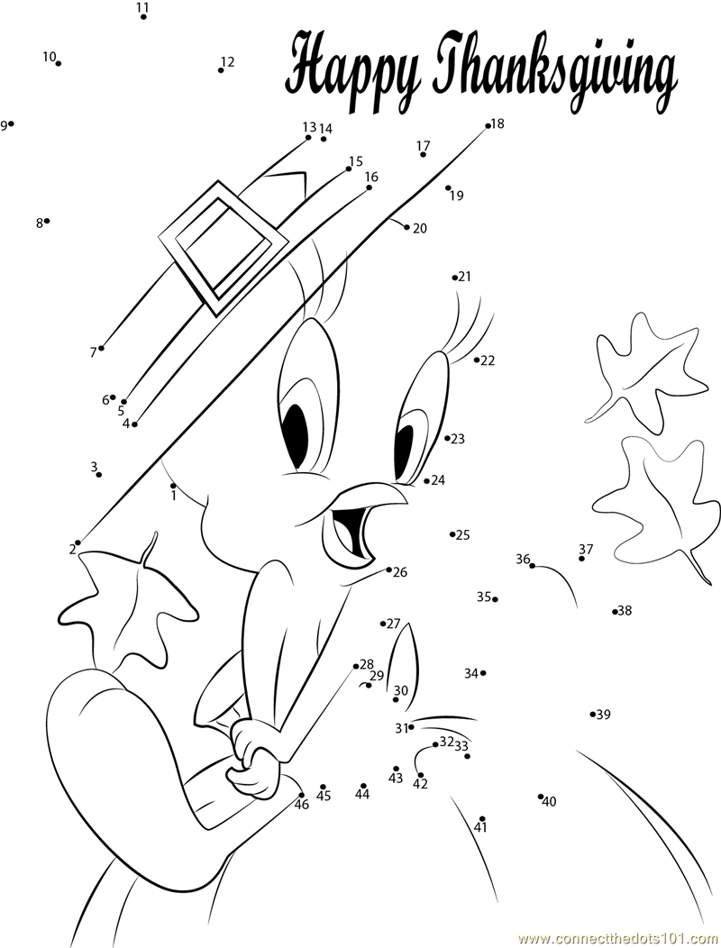 Tweety Thanksgiving Dot To Dot Printable Worksheet - Connect The with Free Thanksgiving Printables Dot To Dot