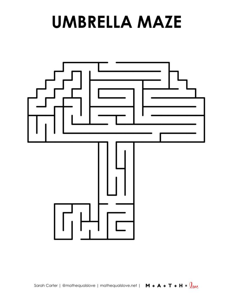 Umbrella Maze Printable | Math = Love inside Create Your Own Maze Free Printable