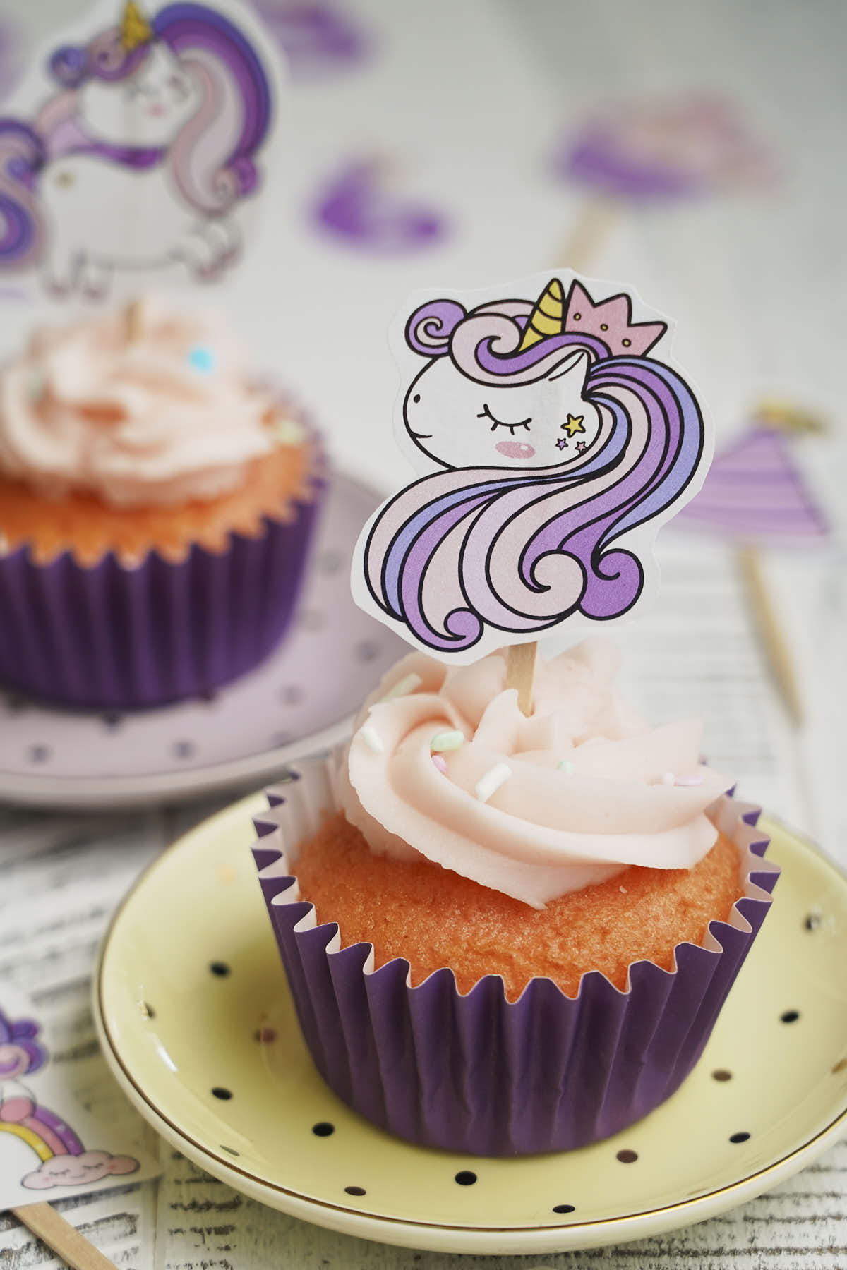 Unicorn Cake Toppers - Free Printable intended for Free Printable Unicorn Cupcake Toppers