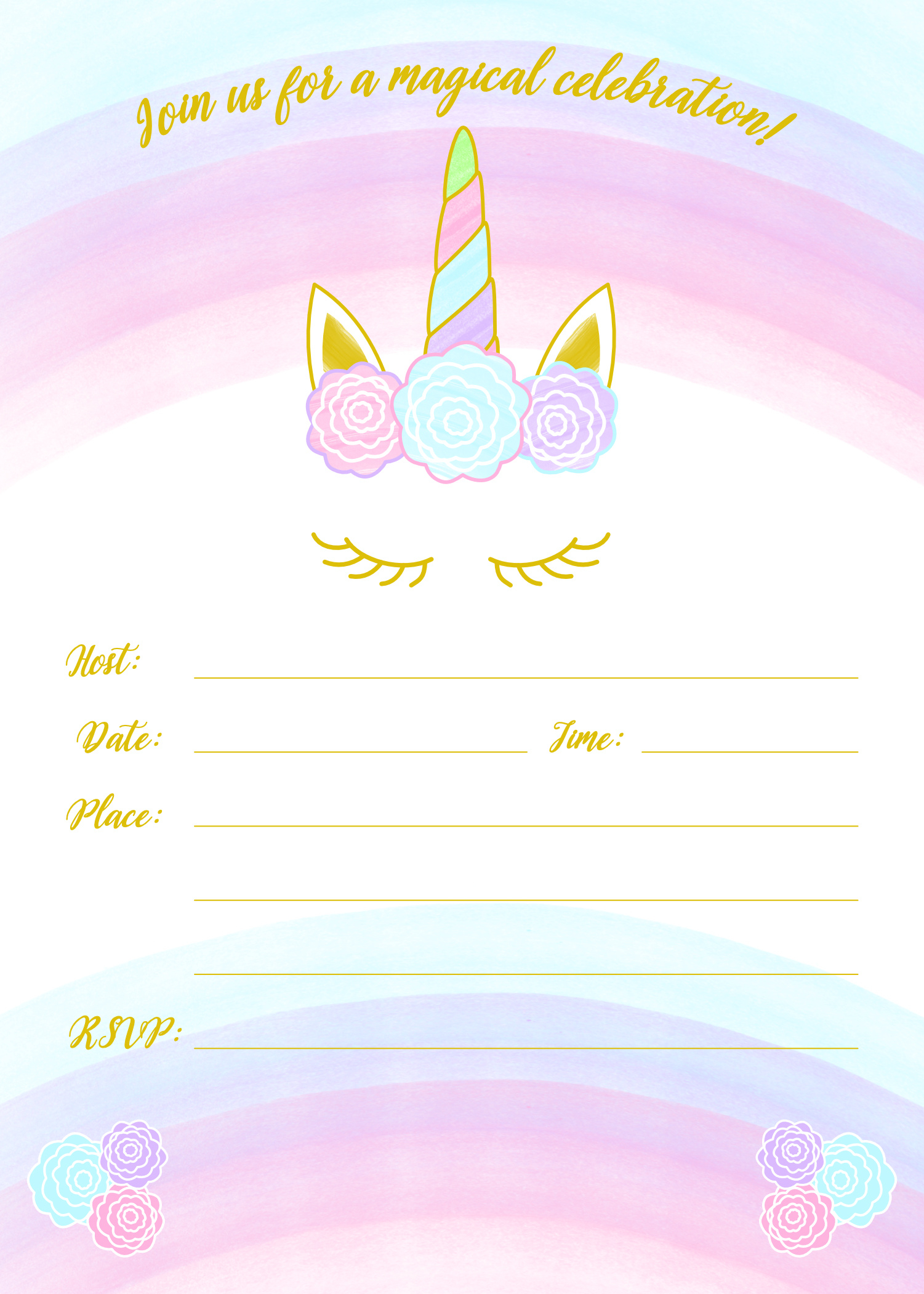 Unicorn Invitation Free Printable Templates - Easy To Download! with Free Printable Unicorn Invitations