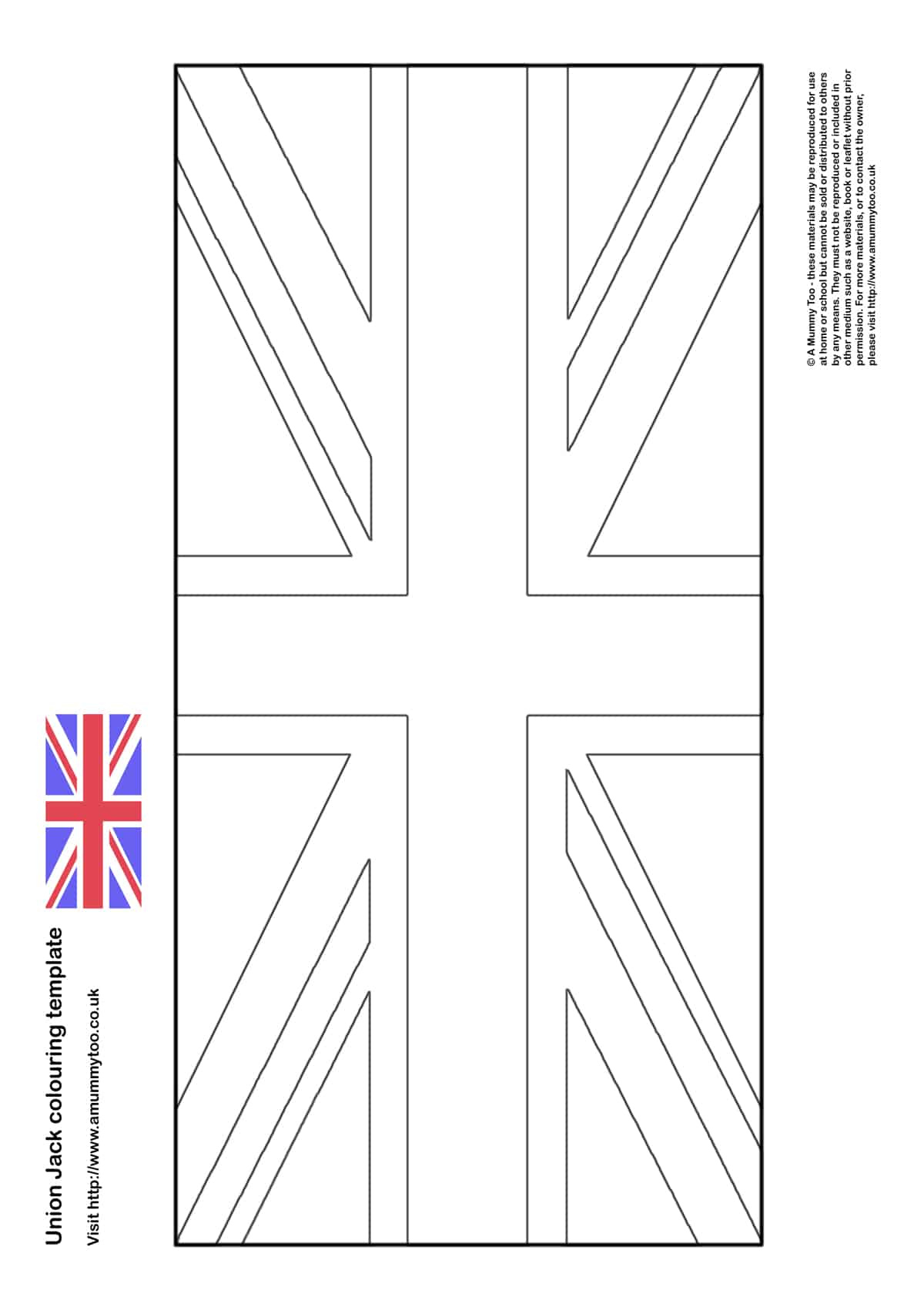 Union Jack Colouring In Template within Free Printable Union Jack Flag To Colour