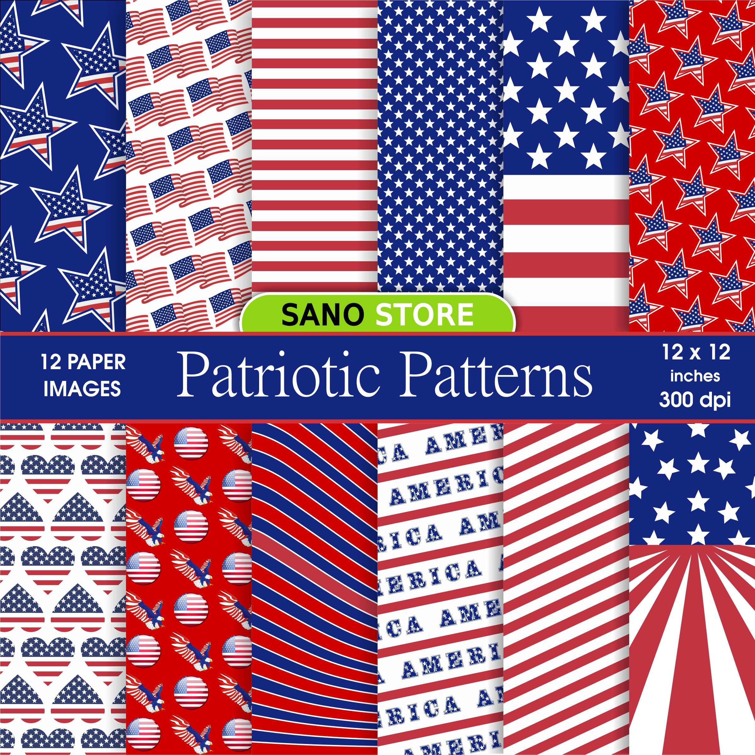 Usa Patriotic Digital Papers Druckbare, Hintergründe, Rot, Weiß throughout Free Printable Patriotic Scrapbook Paper