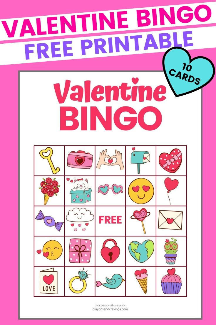 Valentine Bingo - Free Printable Valentine'S Day Game With 10 Cards! throughout Valentine Bingo Game Printable Free