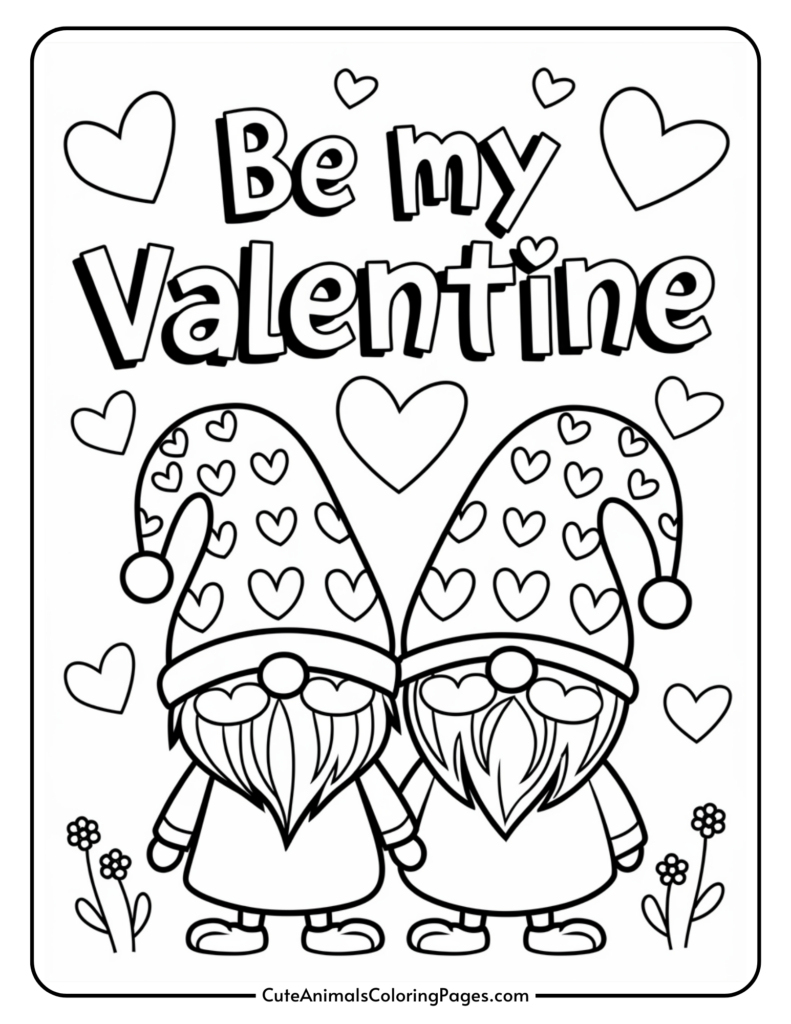 Valentine Gnome Coloring Pages (6 Free Printable Pdf Pages) - Cute with regard to Free Valentine Colouring Printables