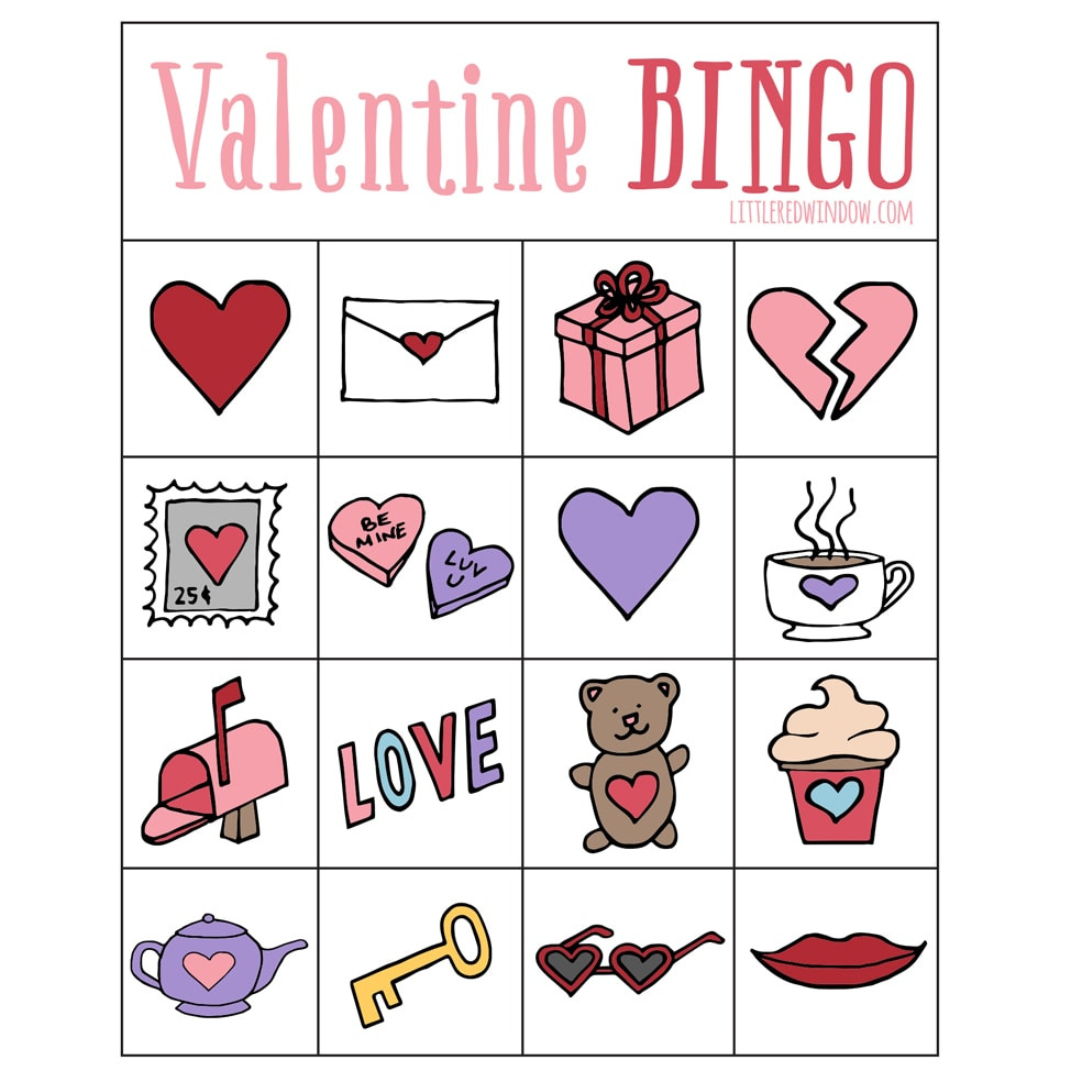 Valentine'S Bingo - Free Printable - Little Red Window with regard to Free Printable Valentines Bingo