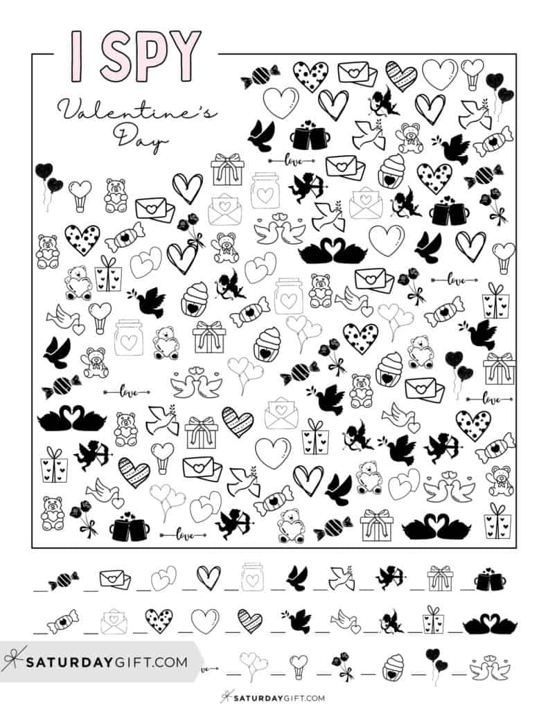 Valentines Day I Spy Printable - Cute &Amp; Free | Saturdaygift within Free Printable Valentine Hidden Pictures