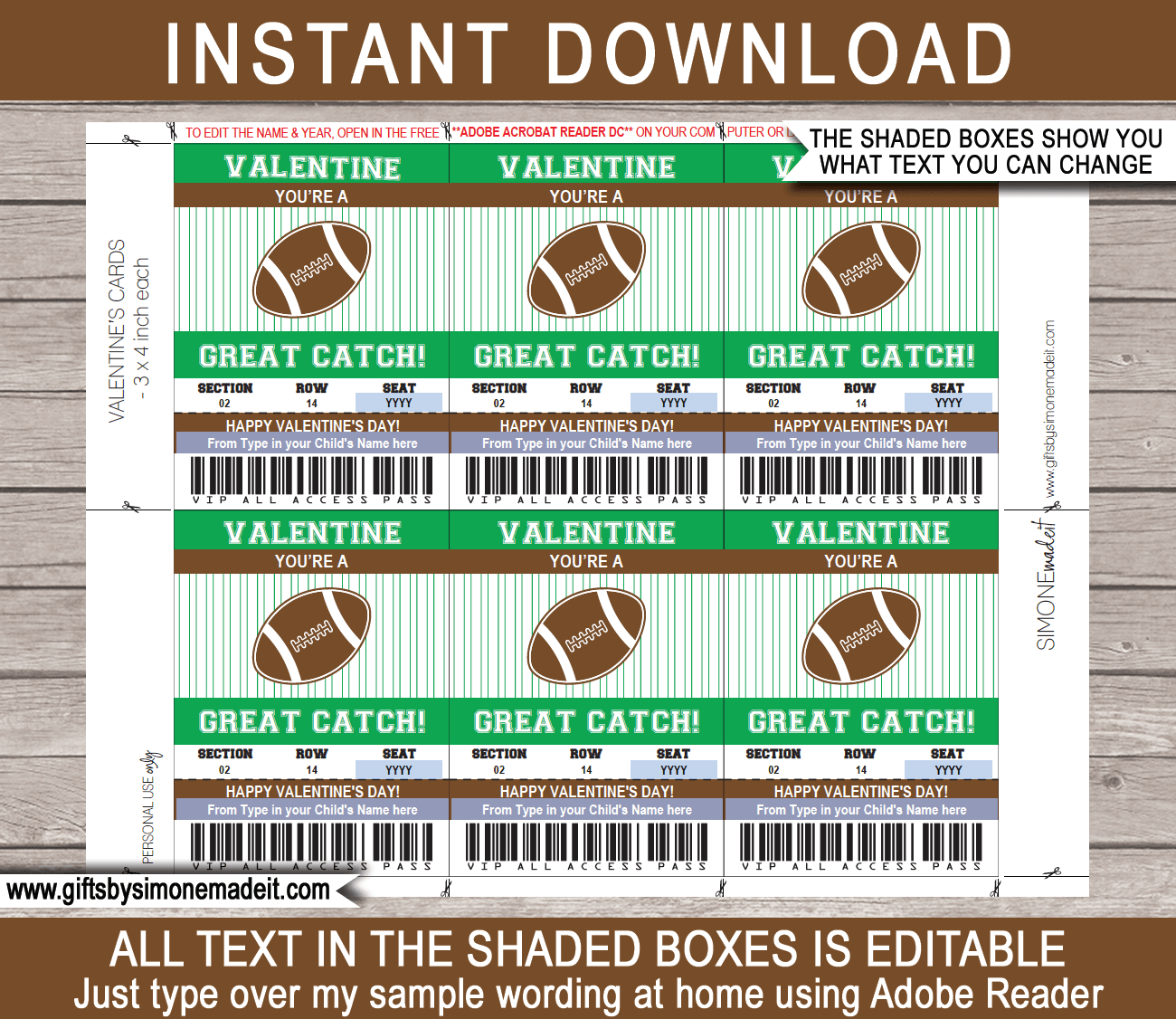 Valentine'S Day Kids Class Gift Tags - Football for Free Printable Football Valentines Day Cards