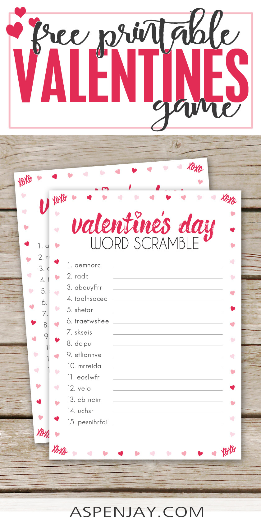 Valentines Day Word Scramble – Free Printable Game Youll Love inside Free Printable Valentine Word Games