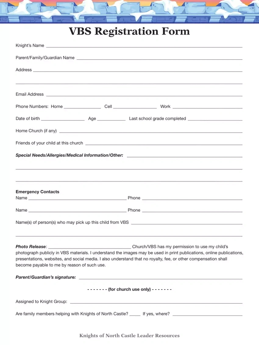 Vbs Online Form ≡ Fill Out Printable Pdf Forms Online in Free Printable Vbs Registration Forms