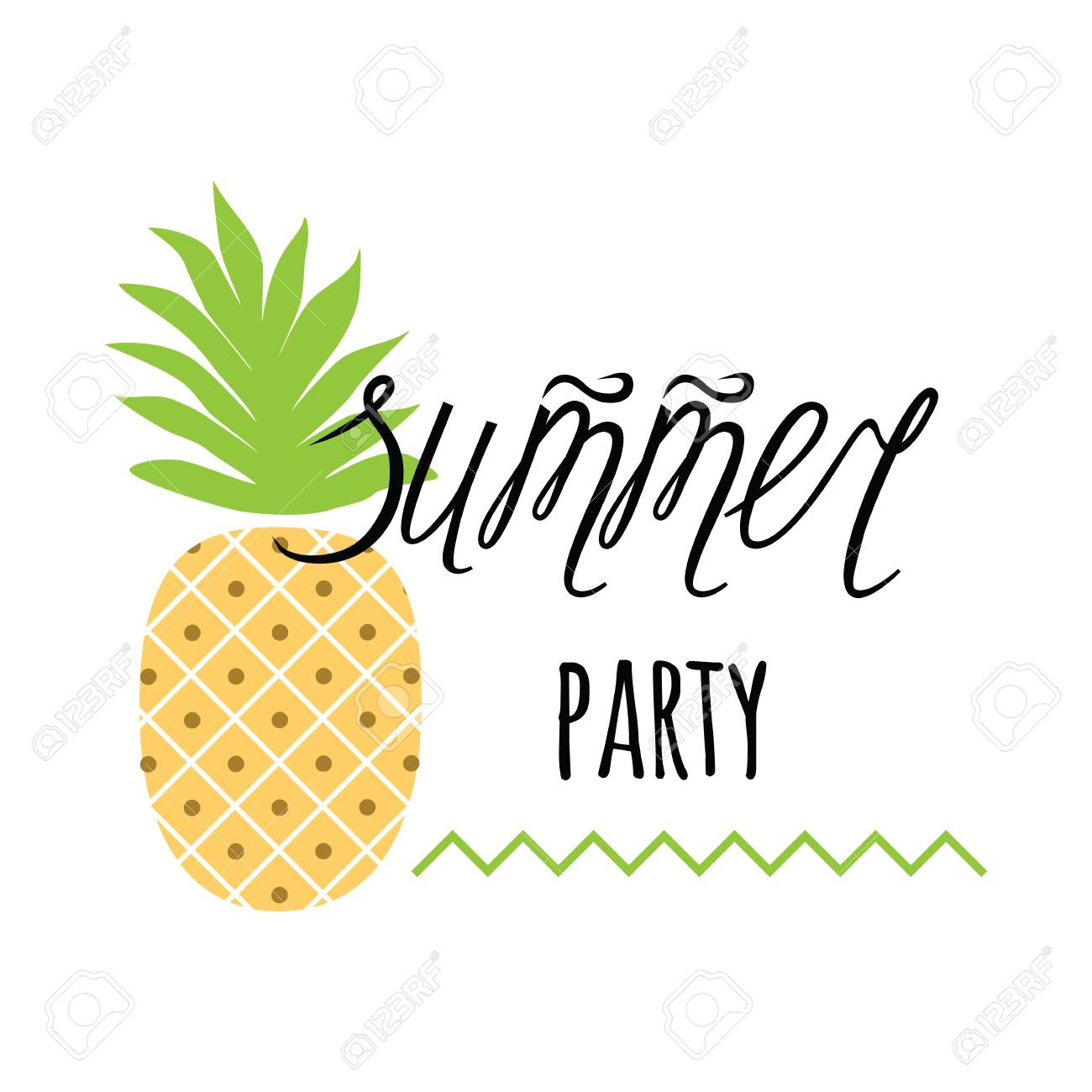 Vector Invitation Template With Pineapple, Text Summer Party On within Free Printable Pineapple Invitations