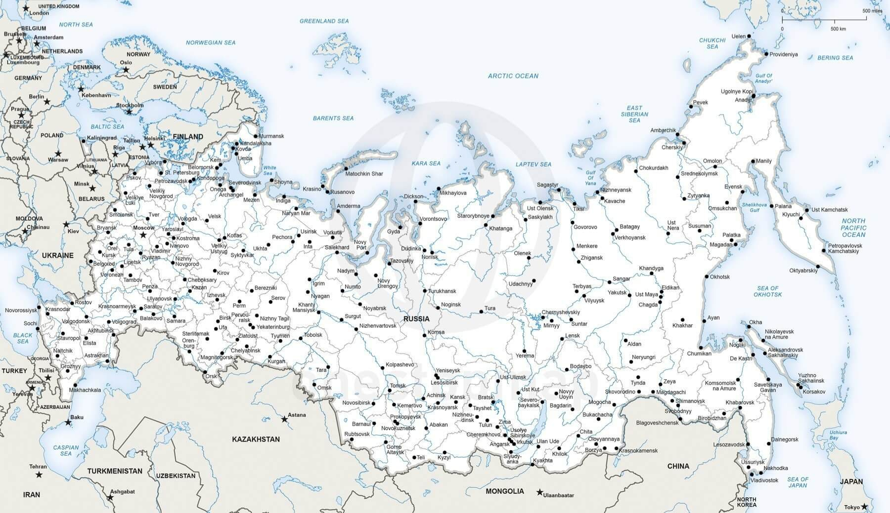 Vector Map Of Russia Political | One Stop Map for Free Printable Map Of Russia