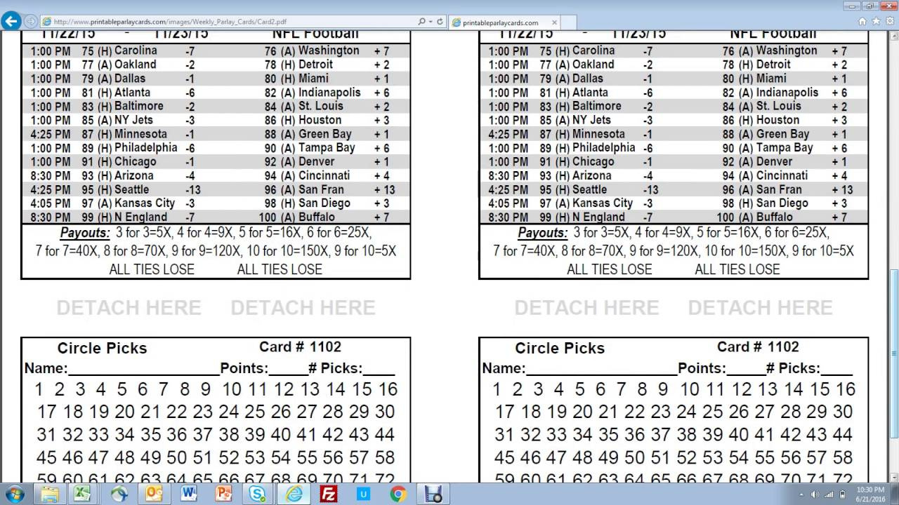 Video Tutorials - Printable Parlay Cards throughout Free Printable Football Parlay Cards