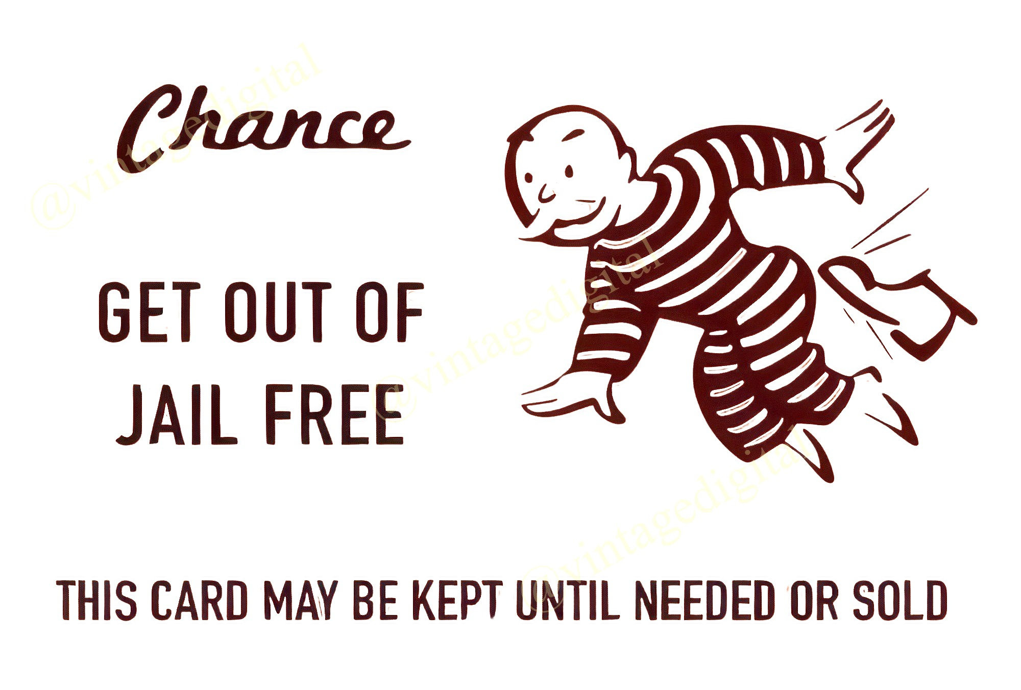 Vintage 1960S Monopoly Game Chance Get Out Of Jail Free Card With regarding Get Out Of Jail Free Card Printable