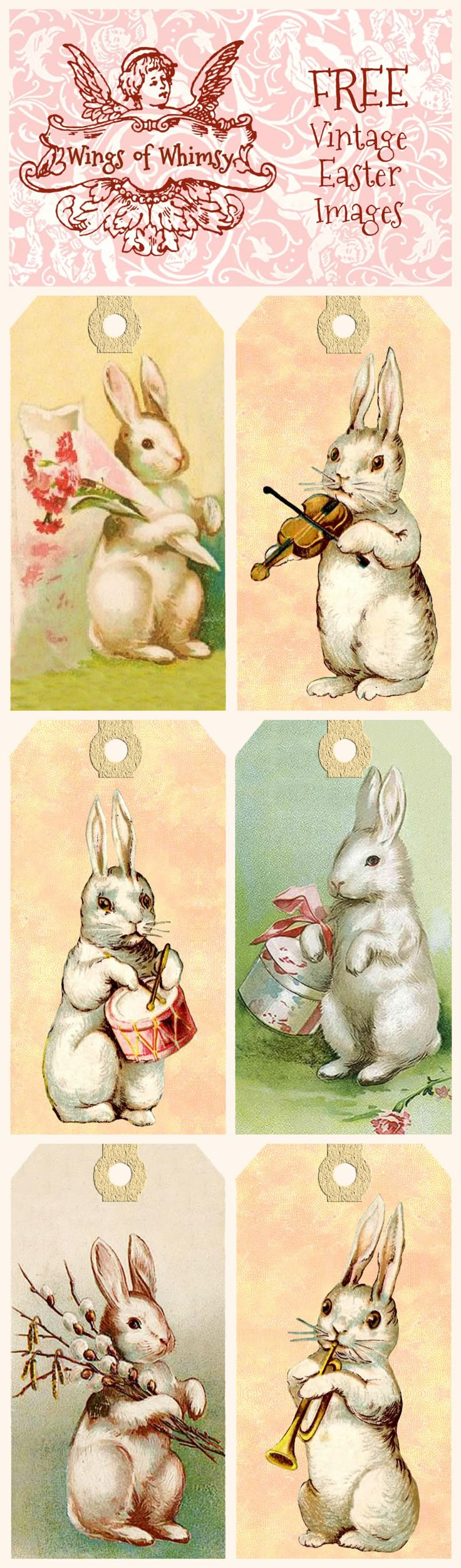 Vintage Easter Bunny Tags – Free Printables throughout Free Printable Vintage Easter Images
