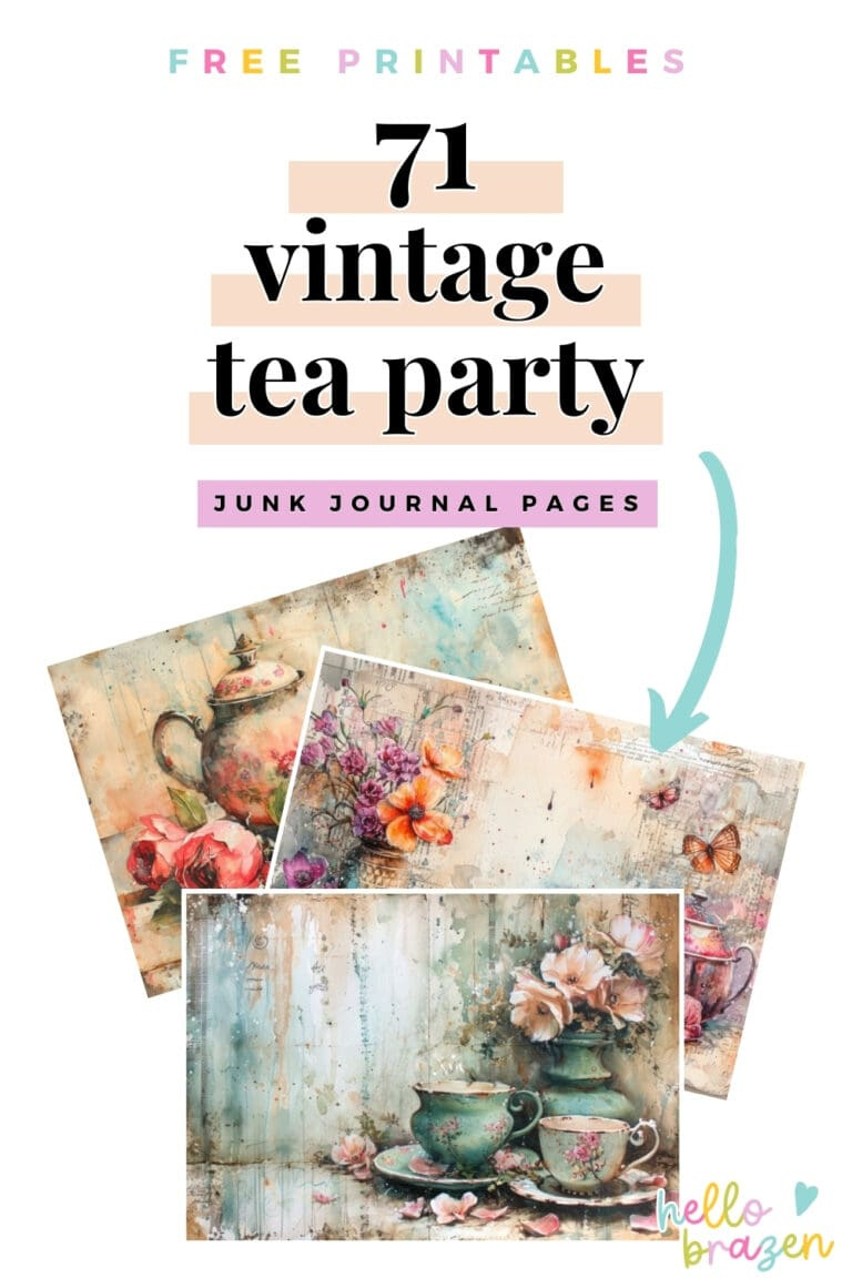 Vintage Tea Party Junk Journal Collection - Hello Brazen intended for Free Vintage Tea Party Printables