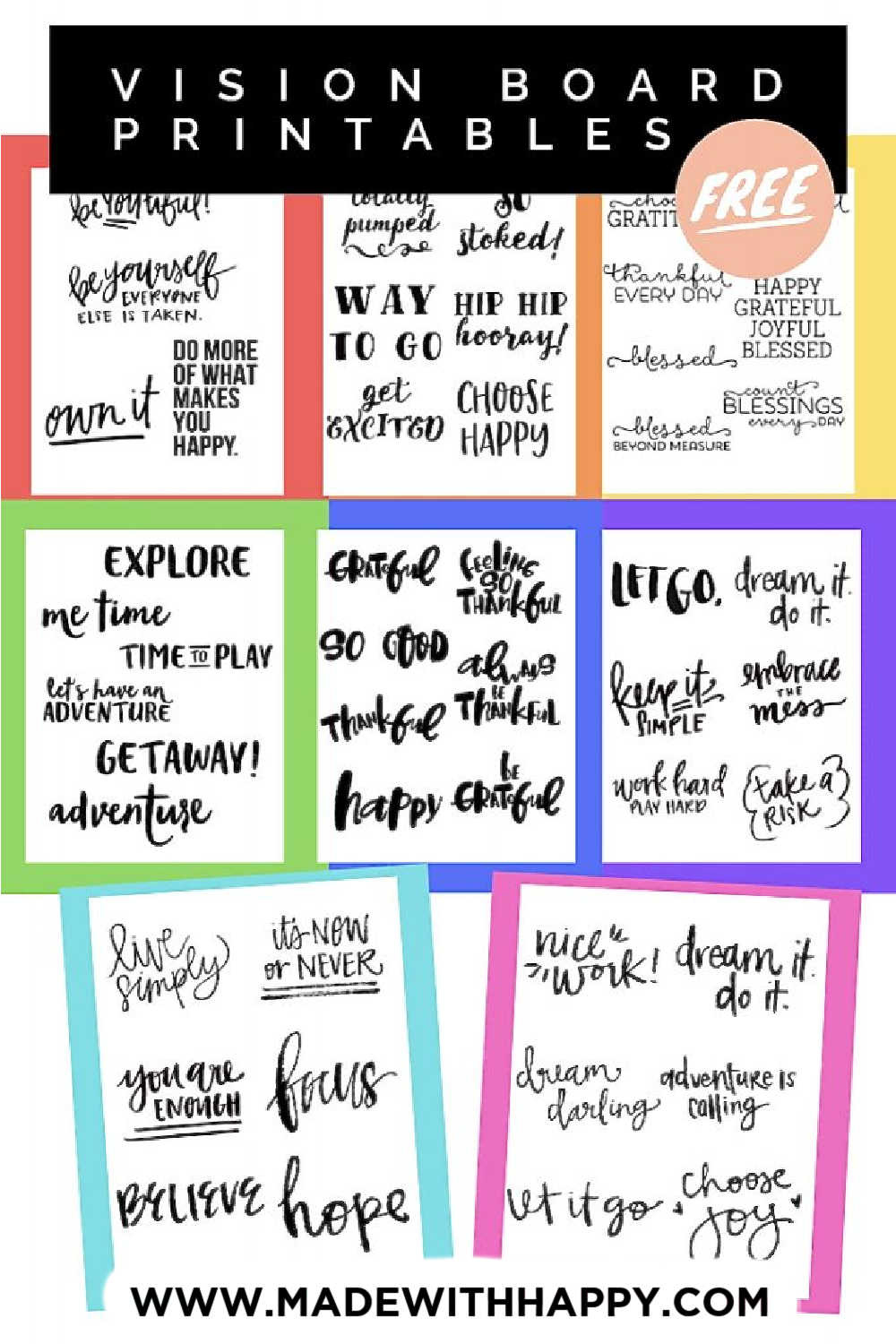 Vision Board Printables - Free Inspirational Words And Phrases with Free Vision Board Printables Pdf