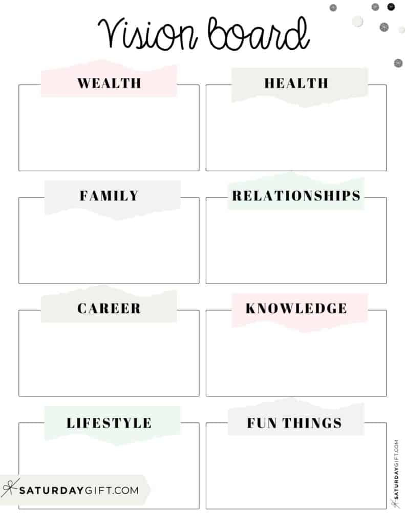 Vision Board Template - 27 Cute (&Free) Dream Board Printables with regard to Free Vision Board Printables Pdf