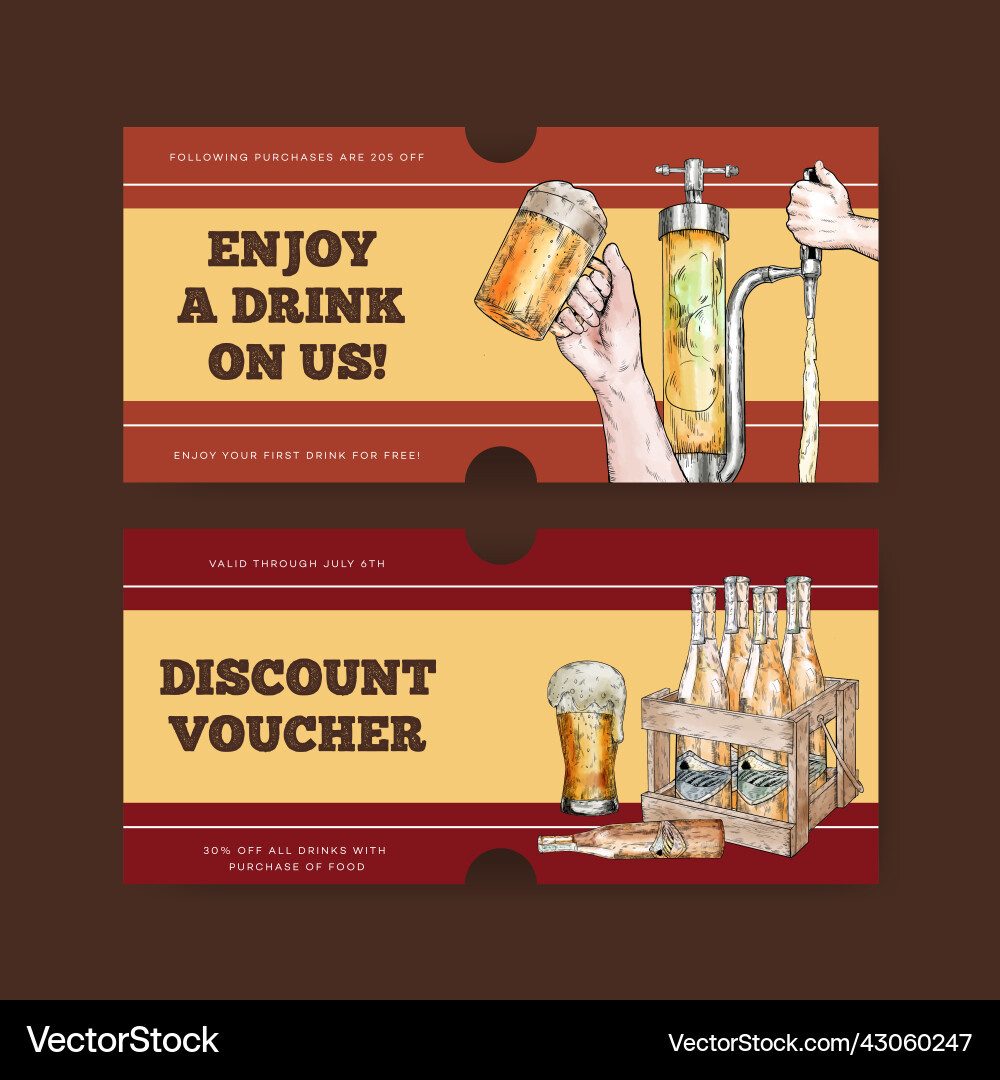 Voucher Template With Craft Beer Royalty Free Vector Image regarding Free Printable Beer Coupons