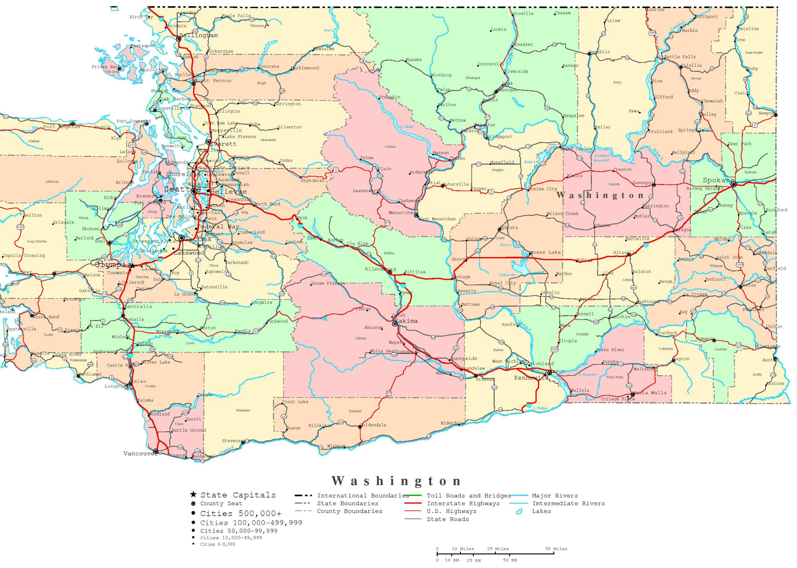 Washington Printable Map with regard to Free Printable Map Of Washington State