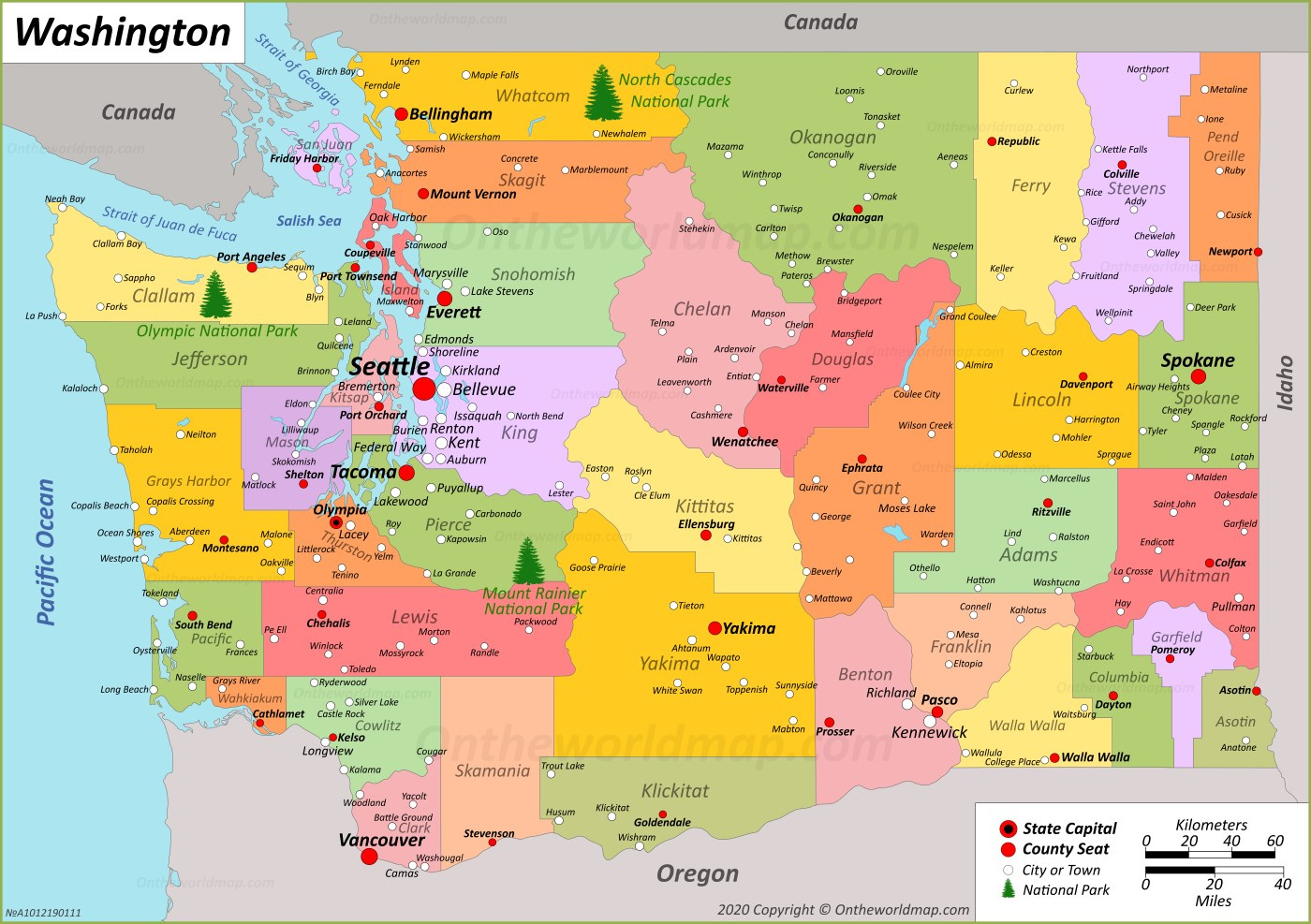 Washington State Map | Usa | Maps Of Washington (Wa) with Free Printable Map Of Washington State