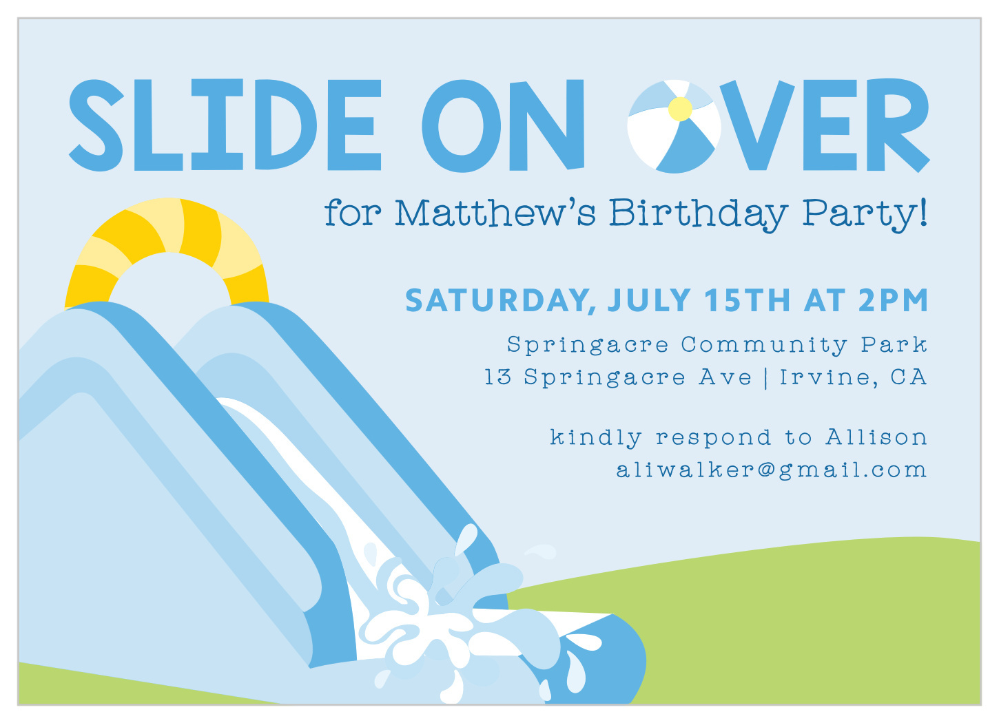 Water Slide Fun Children'S Birthday Invitationsbasic Invite for Free Printable Water Birthday Party Invitations