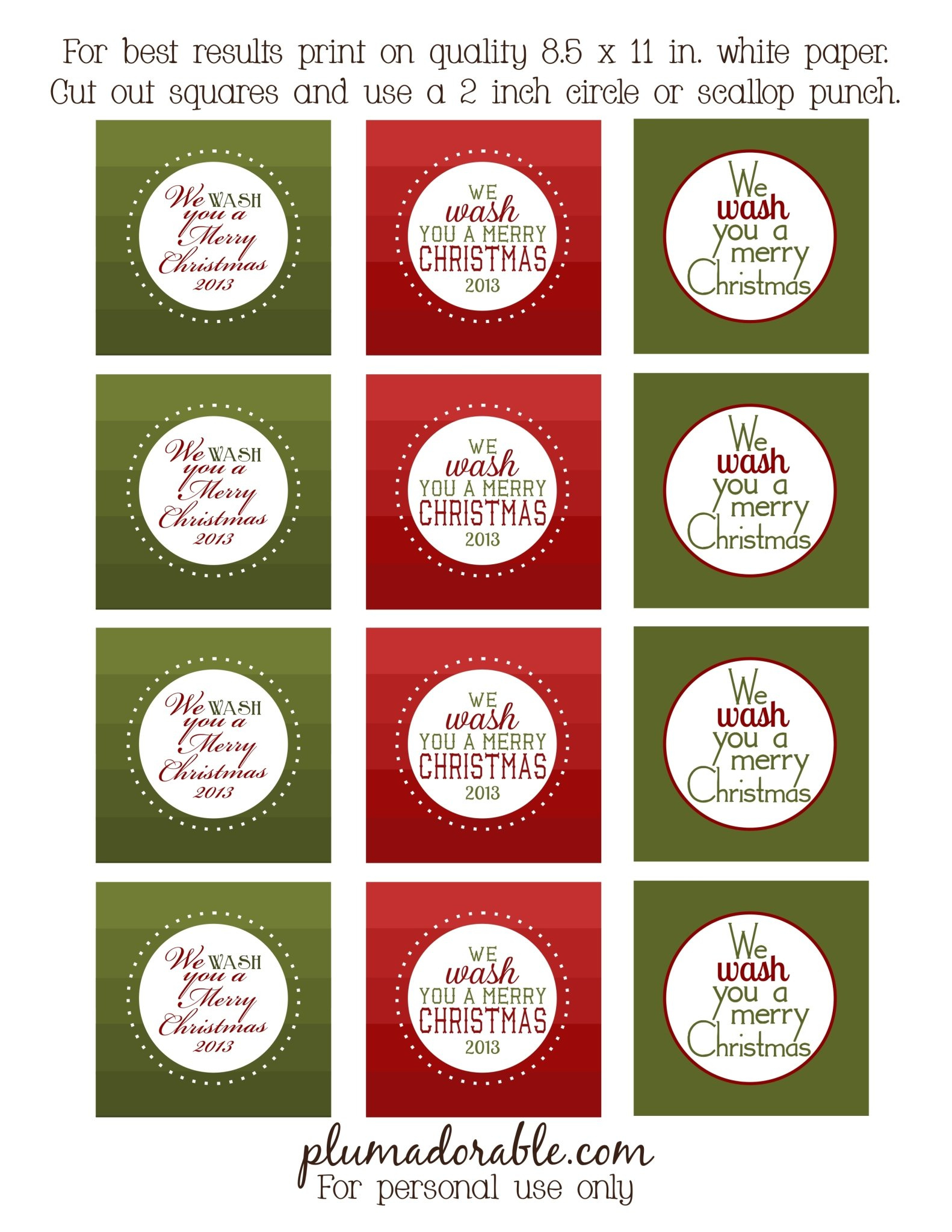 We Wash You A Merry Christmas! (Printable Tags) - The Frugal Girls intended for We Wash You A Merry Christmas Free Printable