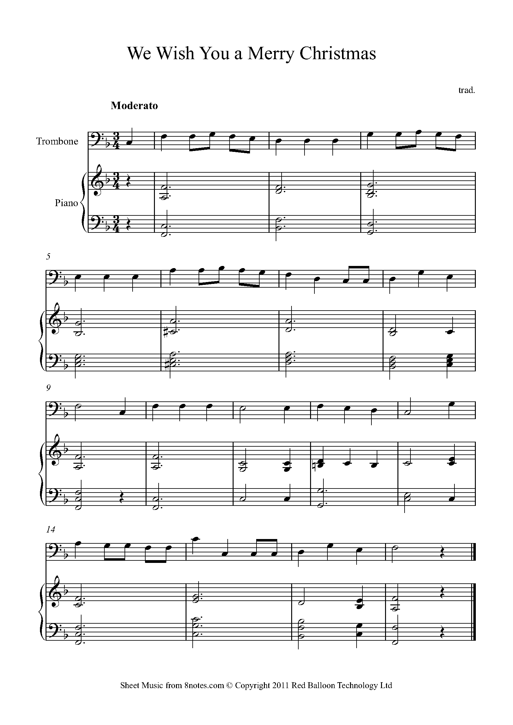 We Wish You A Merry Christmas For Trombone - Free Sheet Music For regarding Trombone Christmas Sheet Music Free Printable