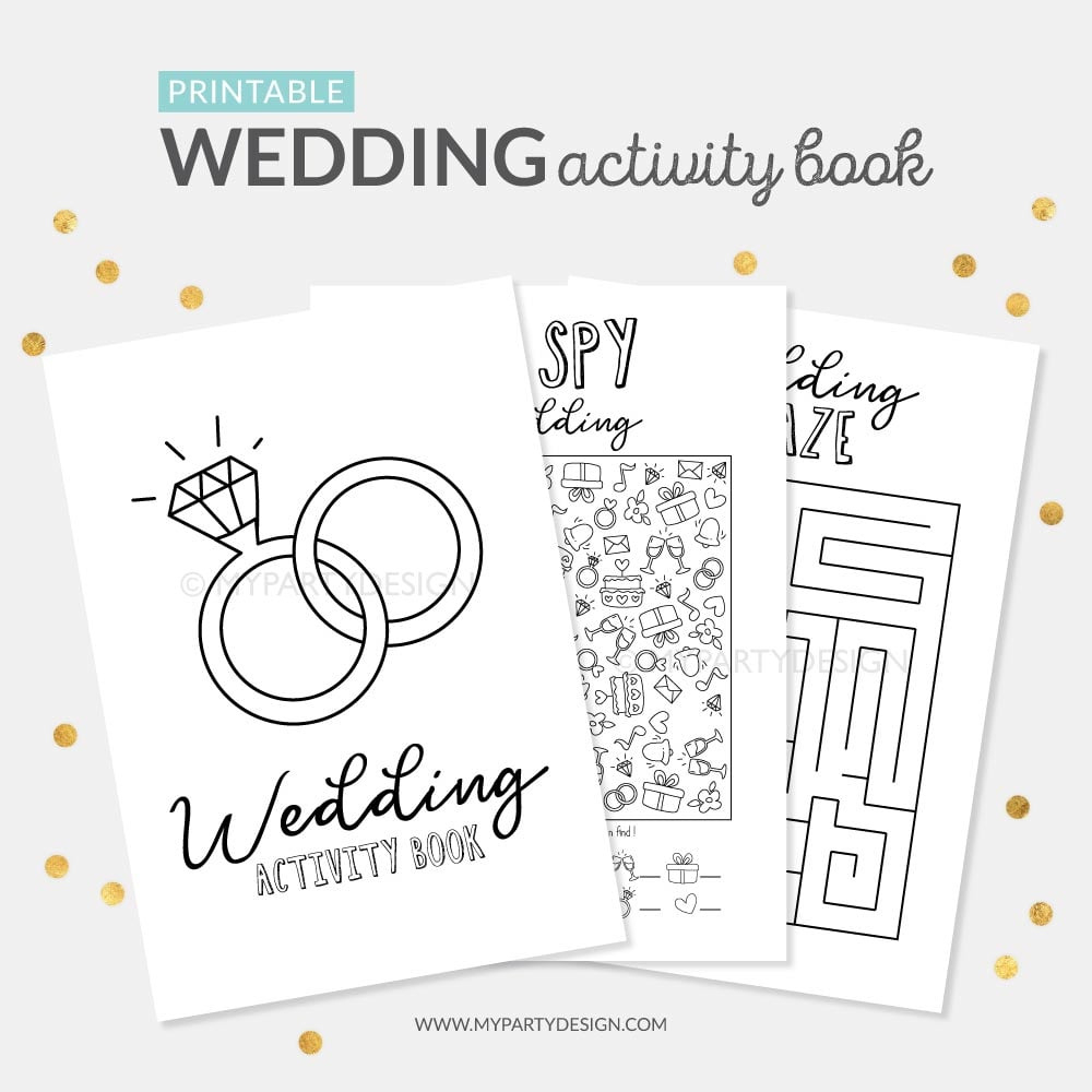 Wedding Activity Book For Kids, Printable Pdf - My Party Design with regard to Free Printable Personalized Wedding Coloring Book