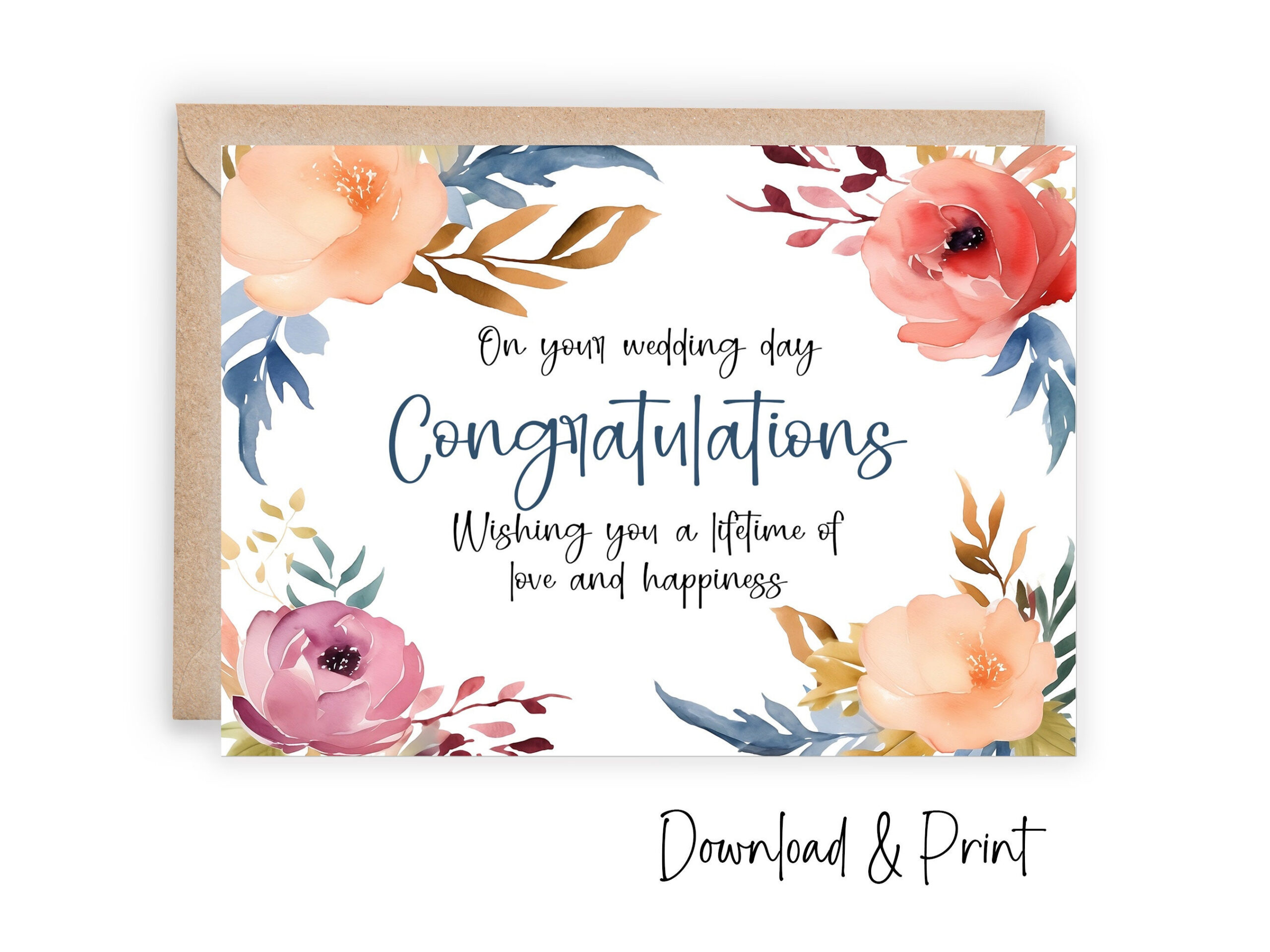 Wedding Congratulations Card, Printable Happy Wedding Day Card regarding Free Printable Wedding Cards