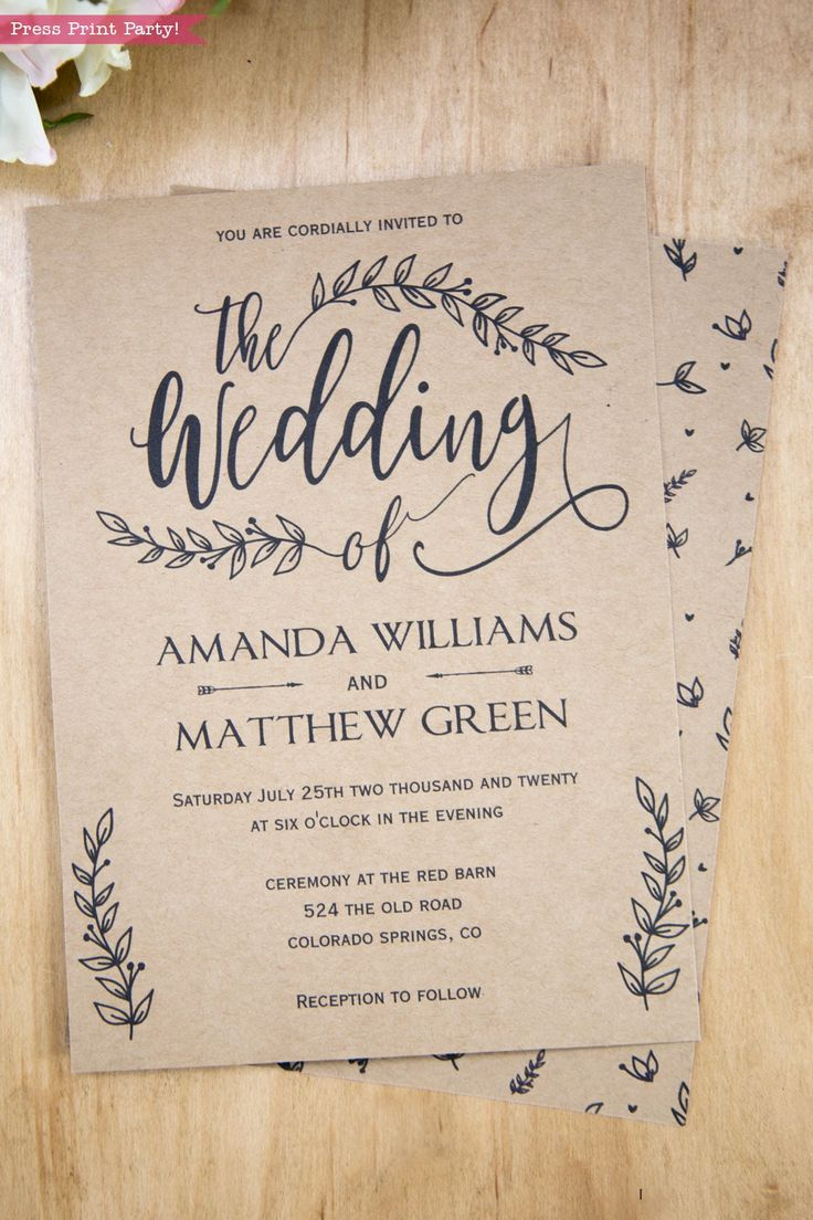 Wedding Invitation Template Printable Set, Rustic Wedding pertaining to Free Printable Wedding Invitation Kits