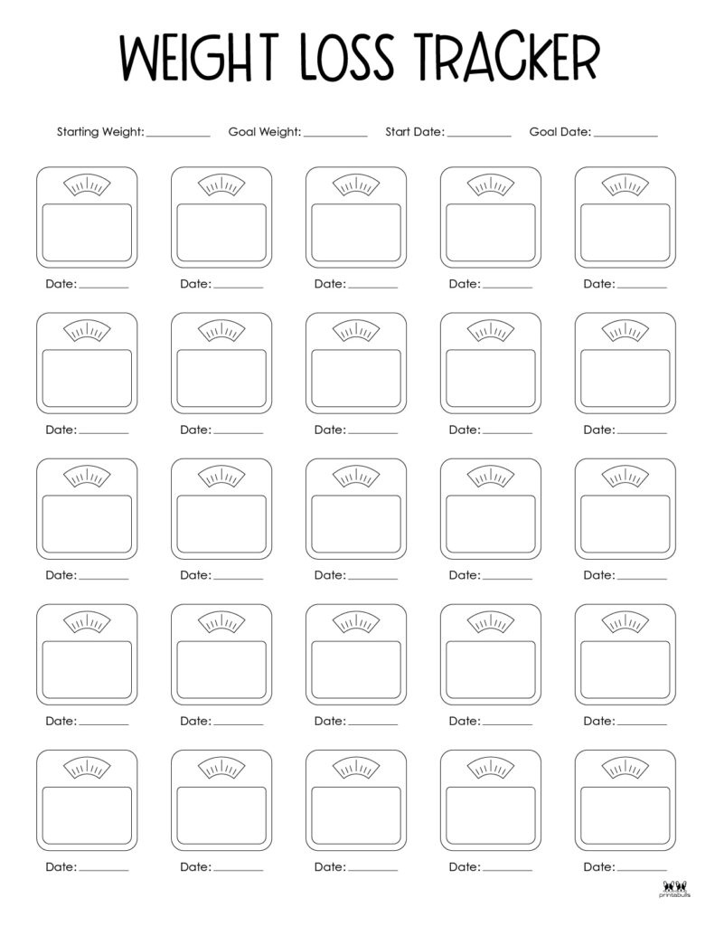 Weight Loss Trackers - 29 Free Printables | Printabulls regarding Printable Weight Loss Charts Free