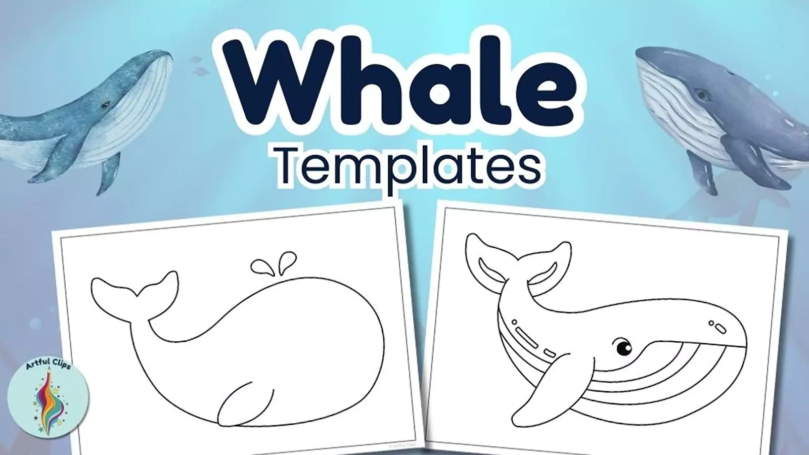 Whale Craft Template Set: Printable Black And White Outlines intended for Free Printable Whale Template