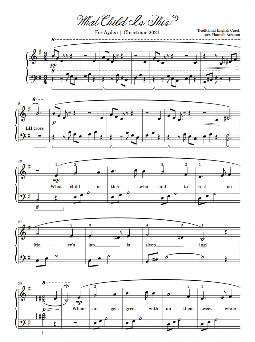 What Child Is This?" | Free Christmas Sheet Music - Acheson Piano with regard to Free Printable Christmas Music Sheets Piano