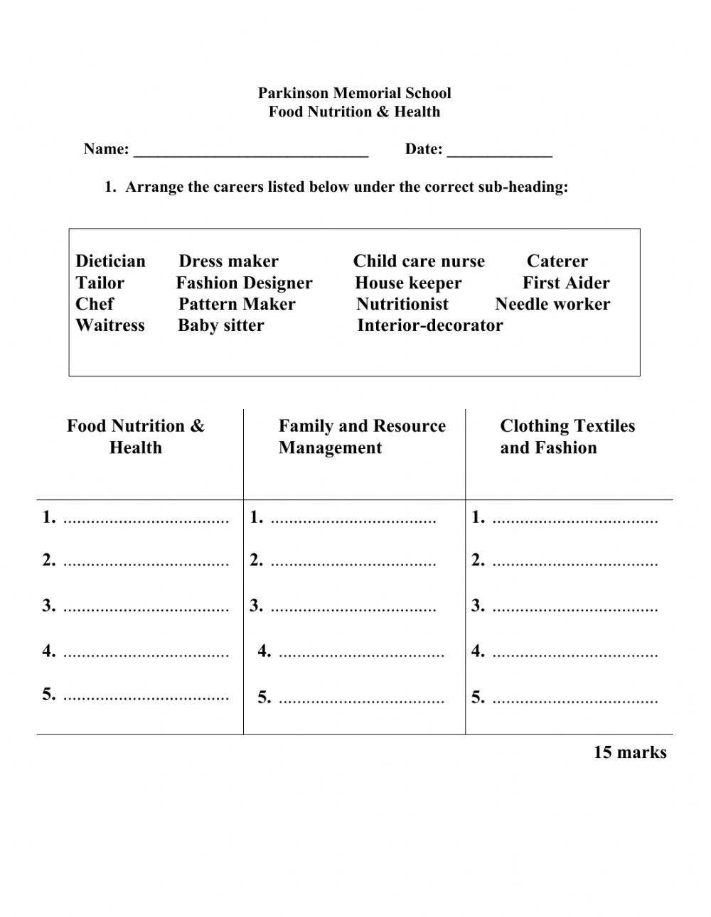 What Is Home Economics And Its Careers? Worksheet | Live throughout Free Printable Home Economics Worksheets