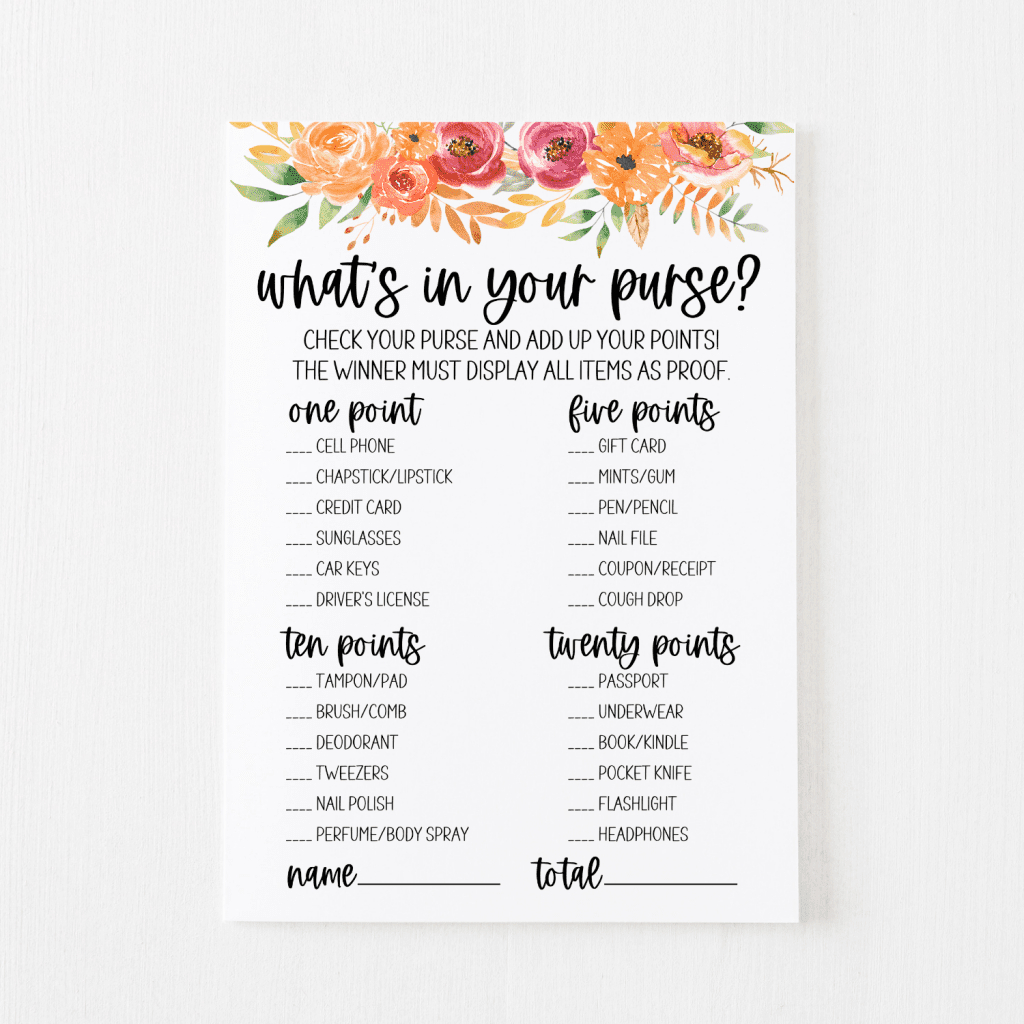 What&amp;#039;S In Your Purse? Game Free Printable | Modern Moh in Free Printable Bridal Shower Games What&amp;amp;#039;s In Your Purse