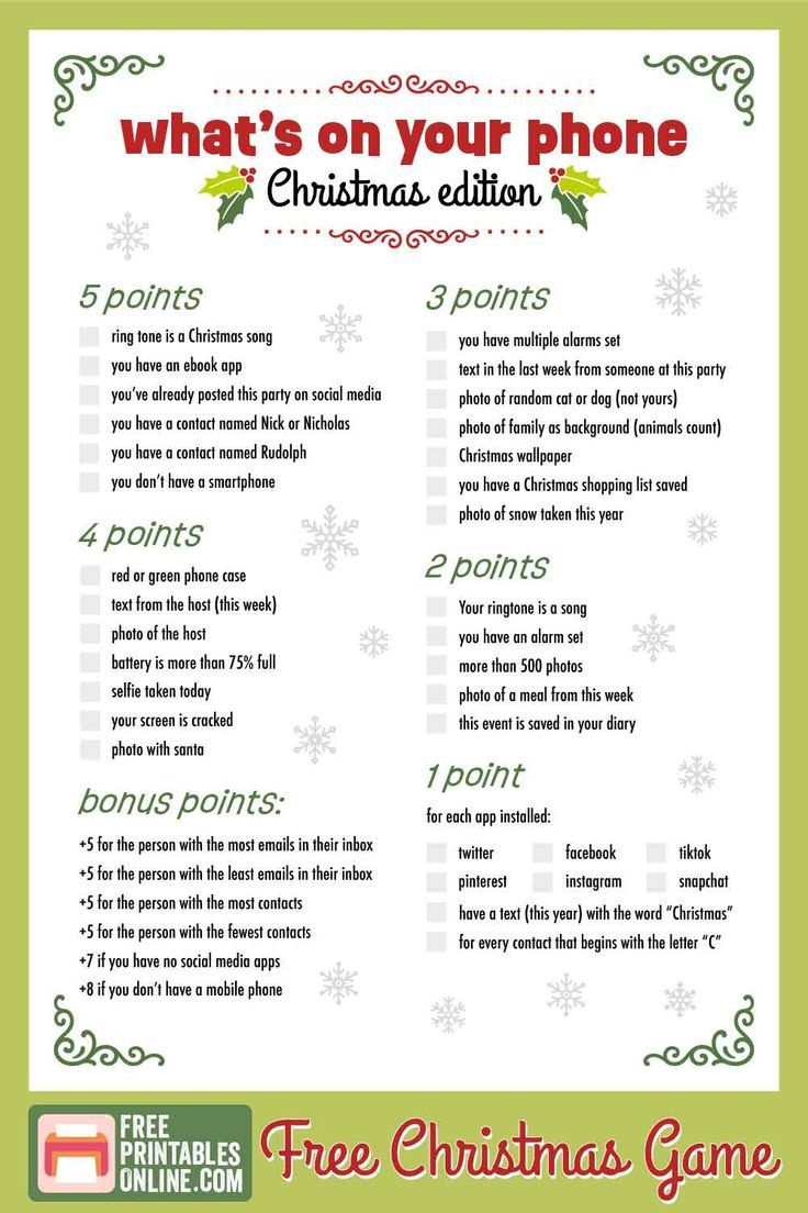 What&amp;#039;S On Your Phone Christmas Game within Free Online Printable Christmas Games For Adults