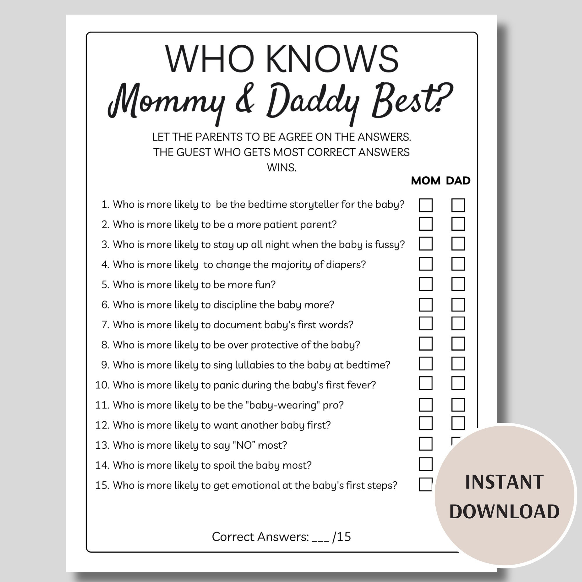 Who Knows Mommy And Daddy Best Baby Shower Game, Printable Who throughout Who Knows Mommy And Daddy Best Free Printable