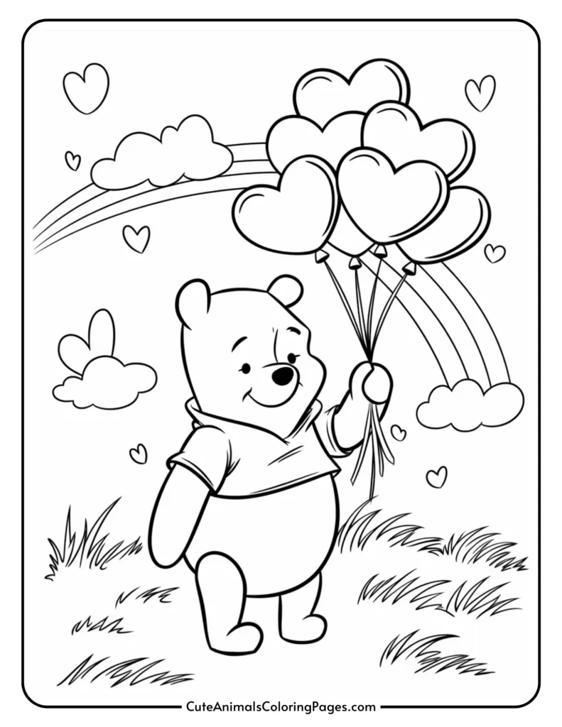 Winnie The Pooh Valentines Day Coloring Pages (8 Free Printables for Free Printable Disney Valentine Coloring Pages